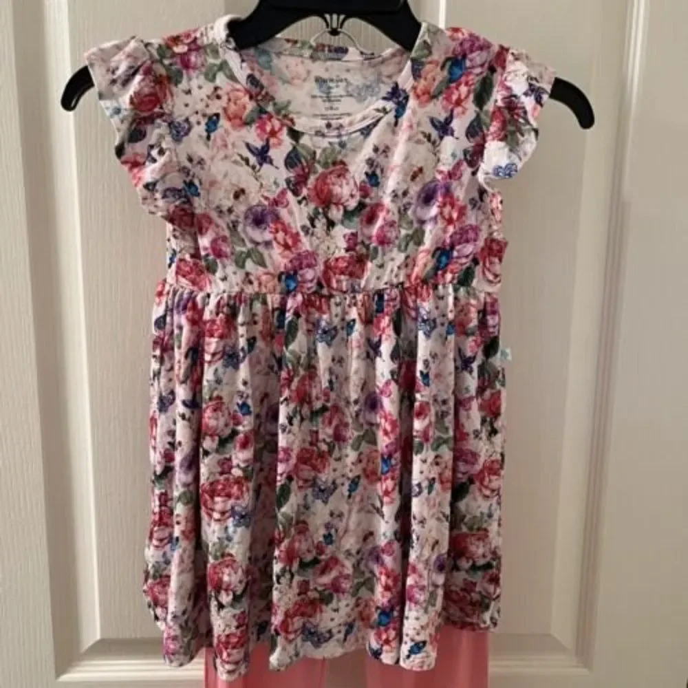 Posh Peanut Pink Vivienne Ruffled Cap Sleeve Peplum Legging Set Girls Size 9 NWT